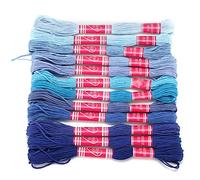 Stickgarn-Polyester-Garn-Set, 12-teilig, Farbverlauf, helle Farbe, kein Verblassen, Bastelgarn für Bastelarbeiten, DIY-Nähprojekte, Freundschaftsarmbänder (Blaue Farbe)