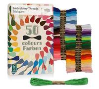 Stickgarn Set 50 Farben je 5 Meter - Freundschaftsarmbänder selber Machen - Nähgarn Set zum Sticken, Armband knüpfen, Basteln, Armband flechten - Kreuzstich Stick - Embroidery Thread - Inovida