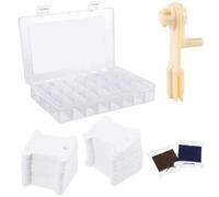 Stickgarn Spulen,Stickerei Zahnseide Organizer,Kreuzstich Garnkarte 100PC Hartplastik Zahnseide Karten mit Aufbewahrungsbox und Floss Winder für DIY Basteln Nähen Aufbewahrung Zubehör