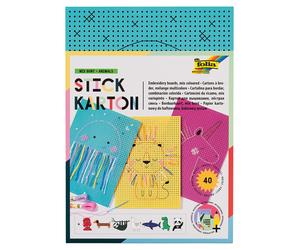 Stickkarton, 17,5 x 24,5 cm, 40 Blatt - Tiere bunt
