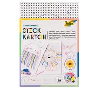 folia 2324 - Stickkarton "Mix Bunt Animals", 300g / m², bunt bedruckt, 17,5 x 24,5 cm, 40 Blatt, 8 Motive - ideal für Stickübungen