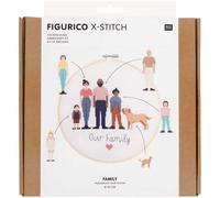 Rico Design Stickpackung Figurico Family – Stickring 20 cm, Aida weiß
