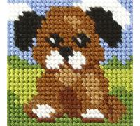 Stickpackung für Kinder halber Kreuzstich 10,5x10,5 cm Hund 9637