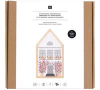Rico Design GmbH & Co.KG Stickpackung Gezählter Kreuzstich, Frühlingshaus, medium, inkl. Dekostickrahmen Haus M