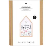 Rico Design GmbH & Co.KG Stickpackung Gezählter Kreuzstich, Welcome Home, groß, inkl. Dekostickrahmen Haus L