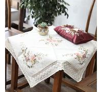 Stickpackung Tischdecken, Stickerei Set Anfänger Gartenblume DIY Handgemachte Kreuzstich Vorgedruckt Selbersticken, Zartes Design aus Gestrickter Spitze, Stickset mit Stickvorlage (90 x 90 cm)