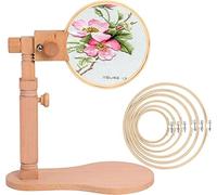 Stickrahmen Halterung aus Holz mit Runder Stickrahmen, Stickständer aus Holz für Tisch und Couch mit Kreuzstich Ring für Handarbeiten Kunsthandwerk Nähprojekte von Poweka