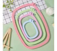 Stickrahmen Stickerei Rahmen mit 4 Größen Quadrat Stickrahmen Kreuzstich Hoop Kunststoff Stickerei Ring Embroidery Hoops Verstellbar Nähen Kreis für Rechteck Stitch Tool Kunsthandwerk Nähen 4 Stück