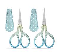 Stickschere Klein, Fadenschere Klein Handarbeitsschere Edelstahl NäHschere Stoffschere Scharf Schere Stoffschere Klein mit Pu-Schutzhülle (2 Stück)
