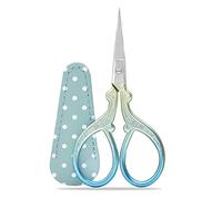 Stickschere Stoffschere Kleine Handwerk Edelstahl Schere zum Nähen Gewinde Nadelarbeit Handwerk Trimmen 1pcs mit gefälschtem Leder Schere Abdeckung (Blau)
