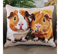 Stickset Kreuzstich Kissen Set Vorgedruckt - Stickset Anfänger Tierisches Meerschweinchen DIY Bastelset Vorgezeichnet Erwachsene zum Sticken mit Stickvorlage & Sticknadel und Stickgarn 45 x 45 cm