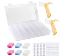 Sticktwist Kreuzstich Webwerkzeuge - 1 herausnehmbare Aufbewahrungsbox mit 36 Fächern aus Kunststoff, 2 Spulen für Zahnseide, 4 Aufkleber für Freundschaftsarmbänder, Baumwollknäuel (127 Stück)