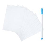 Stickvlies Wasserlöslich Selbstklebend, 8 Blätter Wasserlösliches Stickvlies mit Stift, DIN A5 Wasserlöslich Stickfolie zum Zeichnen für DIY Sticken, Maschinensticken und Handnähen