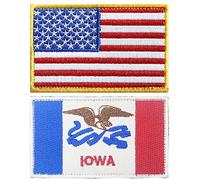 stidsds 2 Stück amerikanische US-Iowa-Flagge Patch USA Iowa IA State Flaggen bestickte Aufnäher Vereinigte Staaten Flaggen Militär Taktischer Patch für Kleidung Hut Rucksäcke Stolz Dekorationen