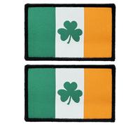 stidsds 2 Stück Irland Kleeblatt Flagge Patch Kleeblatt Flaggen Bestickte Patches Irische St. Patrick's Day Flaggen Militär Taktische Klettverschluss Patch Dekorationen
