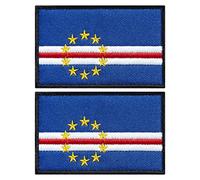 stidsds 2 Stück Kap Verde Flagge Patch Kap Verde Flaggen bestickte Aufnäher Kap Verde Flaggen Militär Taktischer Patch für Kleidung Hut Rucksäcke Stolz Dekorationen