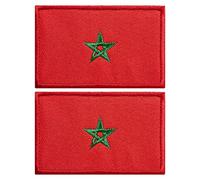 stidsds 2 Stück Marokko Flagge Patch Marokko Flaggen Bestickte Patches Marokkanische Flaggen Militär Taktischer Patch für Kleidung Hut Rucksäcke Pride Dekorationen