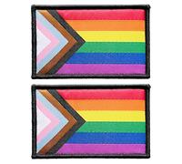 stidsds 2 Stück Progress Pride Regenbogen Flagge Patch Gay Flaggen Bestickte Patches LGBTQ Flaggen Militär Taktischer Patch für Kleidung Hut Rucksäcke Pride Dekorationen