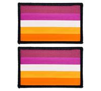stidsds 2 Stück Sonnenuntergang Lesben Flagge Patch Sonnenuntergang Lesben Regenbogen Flaggen Bestickte Patches Gay LGBTQ Flaggen Militär Taktischer Klettverschluss Patch für Kleidung Hut Rucksäcke