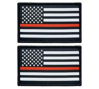 stidsds 2 Stück USA dünne rote Linie Flagge Patch Feuerwehrmann-Flaggen bestickte Aufnäher Militärflaggen taktischer Klettverschluss Patch Dekorationen