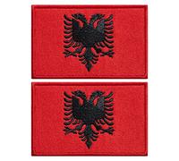 stidsds Aufnäher mit Albanien-Flagge, bestickt, albanische Flaggen, Militär, taktischer Aufnäher für Kleidung, Hut, Rucksäcke, Stolz, Dekorationen, 2 Stück