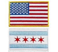 stidsds 2 Stück Amerikanische US Chicago Flagge Patch USA Chicago City Flaggen Bestickte Patches USA Flaggen Militär Taktischer Patch für Kleidung Hut Rucksäcke Pride Dekorationen