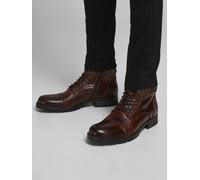 JACK & JONES Herren Jfwalbany Leather Brown Stone Biker Boots, Brown Stone, 45 EU