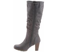 Stiefel ANISTON SHOES, Damen, Gr. 36, Normalschaft, grau, Textil, Veloursleder, Schuhe Stiefel, mit Raffungen am slouchy Schaft (388054-36)