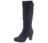 Stiefel ANISTON SHOES, Damen, Gr. 37, Normalschaft, blau (navy), Textil, Veloursleder, Schuhe Stiefel, mit Raffungen am slouchy Schaft (11631243-37)