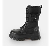 Stiefel BUFFALO "ASPHA COM HI", Damen, Gr. 36, schwarz, Lederimitat, Nylon, Schuhe Stiefel, Stiefel mit Profilsohle und kleinem Täschchen (19357554-36) schwarz