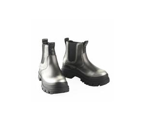 Stiefel BUFFALO "Buffalo Aspha Chelsea Vntg Vegan Nappa", Damen, Gr. 39, silber (pewter, schwarz), Kunstfaser, unifarben, Schuhe Stiefel (98535237-39) pewter, schwarz