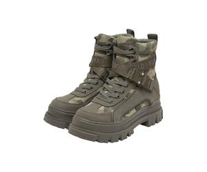 Stiefel BUFFALO "Buffalo ASPHA COM - VEGAN NUBUCK", Damen, Gr. 36, grün (khaki), Polyurethan, unifarben, Schuhe Stiefel (22499855-36) khaki