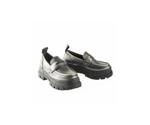 Stiefel BUFFALO "Buffalo Aspha Loafer Vntg Vegan Nappa", Damen, Gr. 39, pewter, schwarz, Leder, unifarben, Schuhe Stiefel (32242166-39) pewter, schwarz