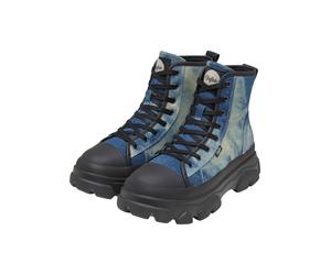 Stiefel BUFFALO "Buffalo cade lace up hi", Damen, Gr. 40, blau, Kunstfaser, unifarben, Schuhe Stiefel (66145933-40) blau