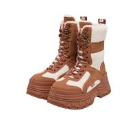 Stiefel BUFFALO "Buffalo FUSION COM HI WARM - VEGAN NUBUCK/FUR", Damen, Gr. 40, cognac, cream, Polyurethan, unifarben, Schuhe Stiefel (60852056-40) cognac, cream