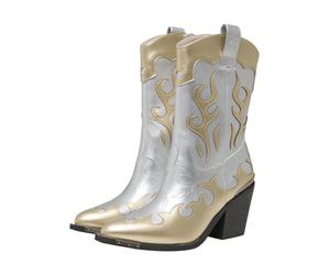 Stiefel BUFFALO "Buffalo WEST BOOTIE MID - VEGAN NAPPA", Damen, Gr. 37, silber, gold, Kunstfaser, unifarben, Schuhe Stiefel (40869652-37) silber, gold