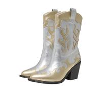 Stiefel BUFFALO "Buffalo WEST BOOTIE MID - VEGAN NAPPA", Damen, Gr. 39, silber, gold, Kunstfaser, unifarben, Schuhe Stiefel (40869652-39) silber, gold