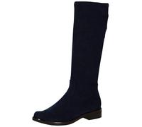 Schlupfstiefel CAPRICE, Damen, Gr. 38,5, XS-Schaft, blau (dunkelblau), Textil, unifarben, Schuhe Schlupfstiefel, Blockabsatz, Langschaftstiefel in klassischer Linie, XS Schaft (57671619-38,5) dunkelbl