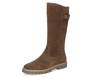 Stiefel CAPRICE, Damen, Gr. 37, braun, Veloursleder, Schuhe Stiefel, Blockabsatz, Langschaftschaftstiefel mit Ziernähten, bequeme Weite (31389540-37) braun