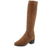 Stiefel CAPRICE, Damen, Gr. 38,5, XS-Schaft, braun (cognac), Textil, Schuhe Stiefel, Blockabsatz, Schlupfstiefel mit Stretch-XS-Schaft in schmaler Form (82798738-38,5)