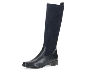 Stiefel CAPRICE, Damen, Gr. 38, XS-Schaft, blau (dunkelblau), Leder, Textil, Schuhe Stiefel, Blockabsatz, Langschaftstiefel, Businessstiefel, bequeme Weite (78180160-38) dunkelblau