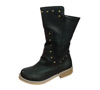 Stiefel Damen Schwarz Halbhoch Knielang Mit Absatz Schneestiefel Leather Schneeschuhe Wasserfest Warm Stiefel Trekkingschuhe Stiefelette Westernstiefel Boots Schneeboots Winter Snowboots Frauen K111