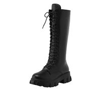 Stiefel Damen, Springerstiefel Damen, Stiefel Damen Schwarz, Schuhe Damen herbste Boots Lederstiefel Springerstiefel Winter Stiefel Mit Weitem Schaft Stiefeletten Leder Knee High Women Winterschuhe
