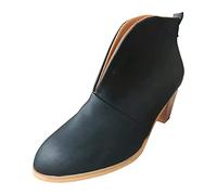 Stiefel Damen Stiefeletten Stacked Heel Booties Mode Leder Kurze Stiefel