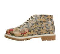 Stiefel DOGO "Shortcut Boots Around The World Damen Stiefeletten", Damen, Gr. 37, Normalschaft, grün (beige, grün), Lederimitat, Schuhe Stiefel, Handgefertigt (87056465-37) beige, grün