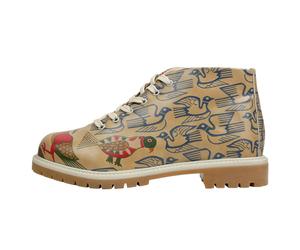 Stiefel DOGO "Shortcut Boots Love Birds Damen Stiefeletten", Damen, Gr. 37, Normalschaft, bunt (natur), Lederimitat, Schuhe Stiefel, Handgefertigt (15106917-37) natur