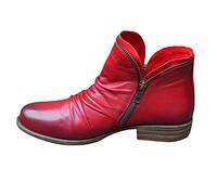 Stiefel Frauen Mode Casual Retro Solid Colors Kurzer Knöchel Reißverschluss Schuhe (40,rot)