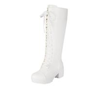 Stiefel Frauen Warm Square Heels Schuhe Schnürung Casual Long Fashion Booties