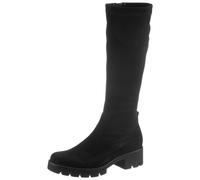 Stiefel GABOR, Damen, Gr. 38,5, ungefüttert wärmend, XS-Schaft, schwarz, Textil, Veloursleder, Schuhe Stiefel, Blockabsatz, Plateau, Langschaftstiefel, mit XS-Stretch-Schaft (39690344-38,5) schwarz