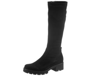 Stiefel GABOR, Damen, Gr. 38,5, XS-Schaft, schwarz, Textil, Veloursleder, Schuhe Stiefel, Blockabsatz, Plateau, Langschaftstiefel, mit XS-Stretch-Schaft (39690344-38,5) schwarz